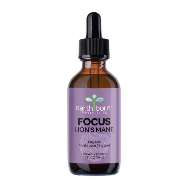 lions mane mushroom focus tincture 2 oz earthborn products